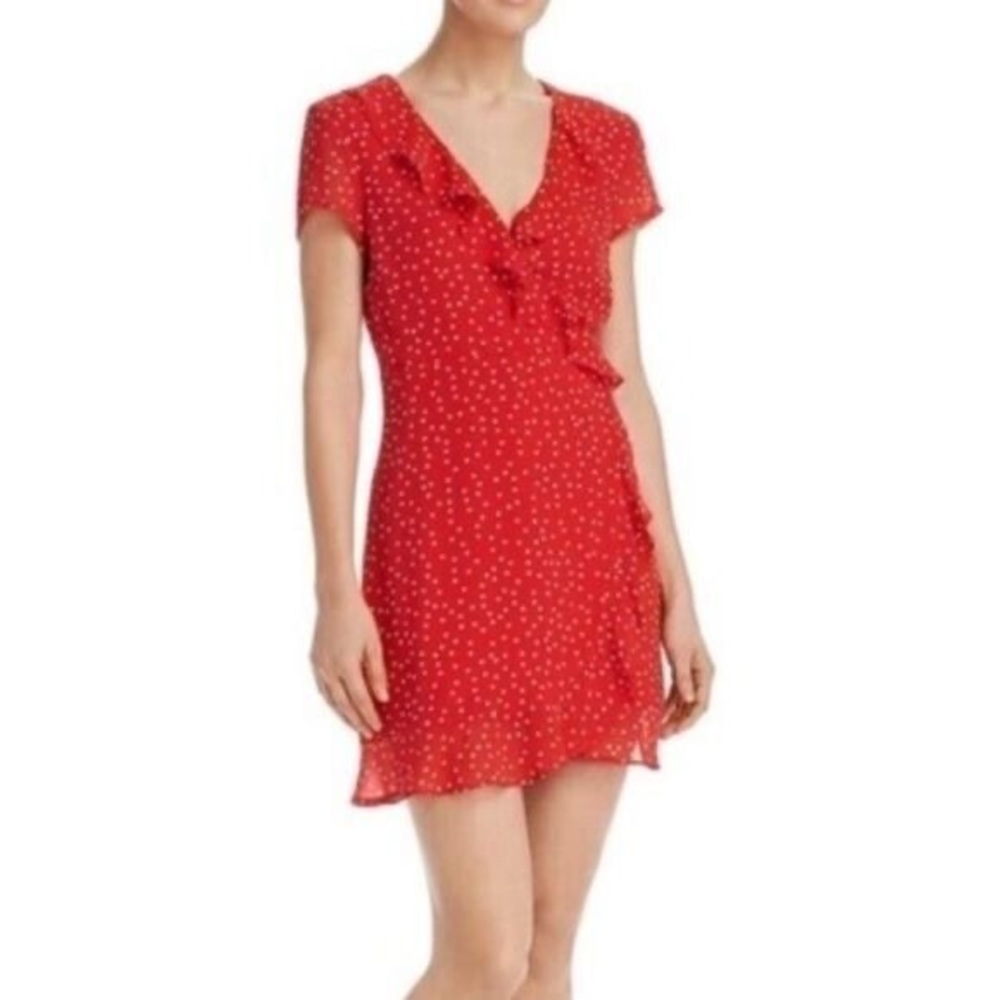 NWT Bardot Womens Mini Dress Size M Polka Dot Ruffle Red